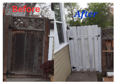 Wood gate & white stain